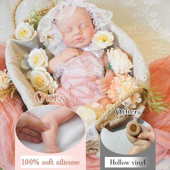 12.21 in Full Silicone Reborn Ivory Baby Girl Dolls Lifelike 2.42LB Weight Baby - Picture 6 of 7
